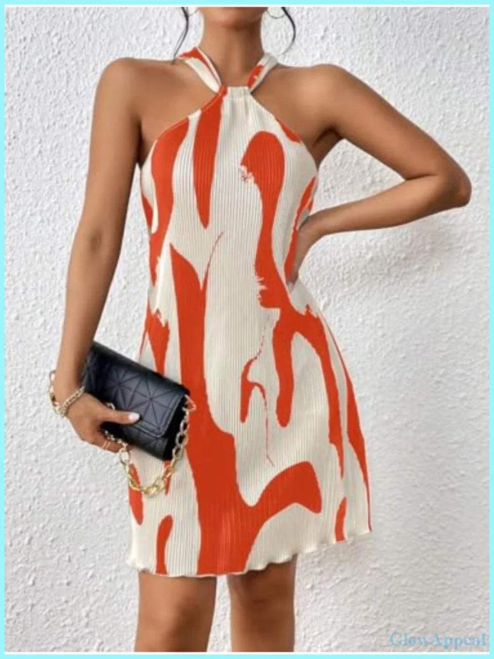 Halter Neck Sleeveless Sheath Mini Dress Pleated Casual Summer - Picture 2 of 6